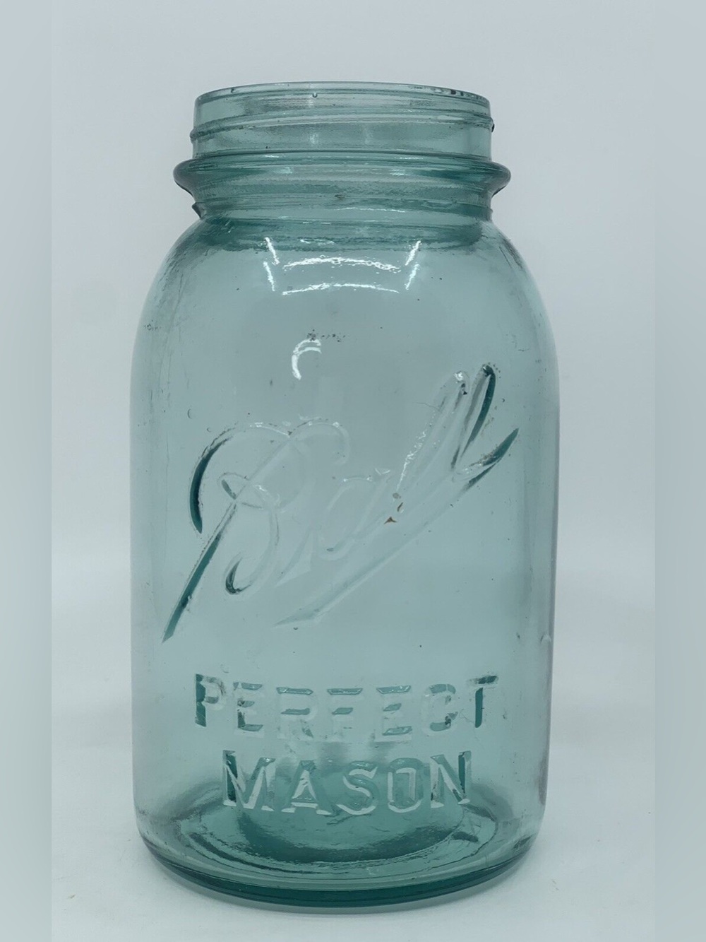 1913 Ball Perfect Mason Aqua Quart Jar